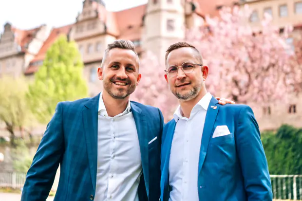 Daniel Wald und Ulrich Siegmund vor dem Merseburger Schloss